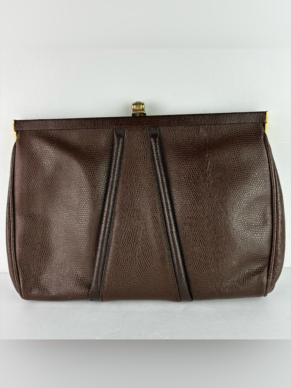 Riviera Brown Vintage 1950’s Lizard Crocodile Clutch Purse